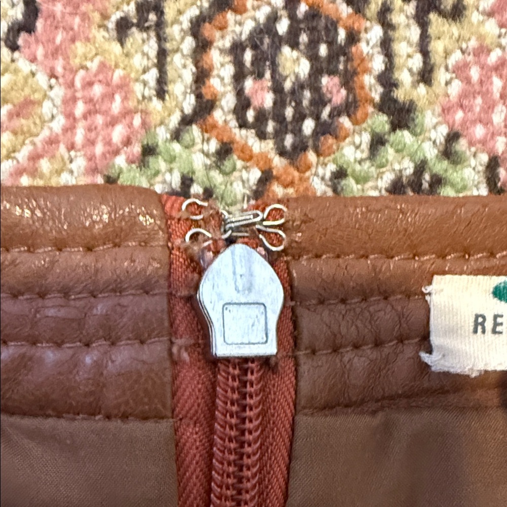 Rebecca Taylor Cognac Vegan Leather Skirt - Picture 7 of 10